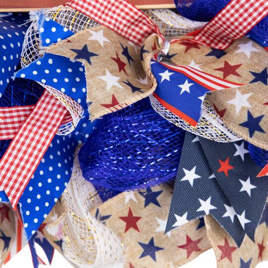 18" America God Shed His Grace on Thee Patriotic Bow Wreath